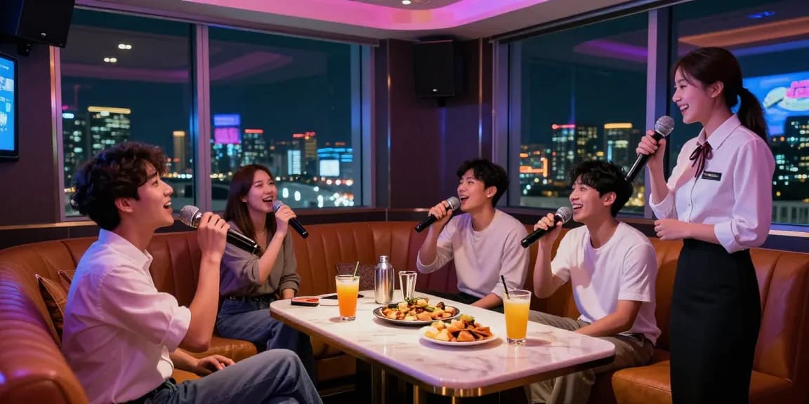 Guests enjoying a fun night at Incheon karaoke with drinks and ambiance, showcased on www.3no.org.