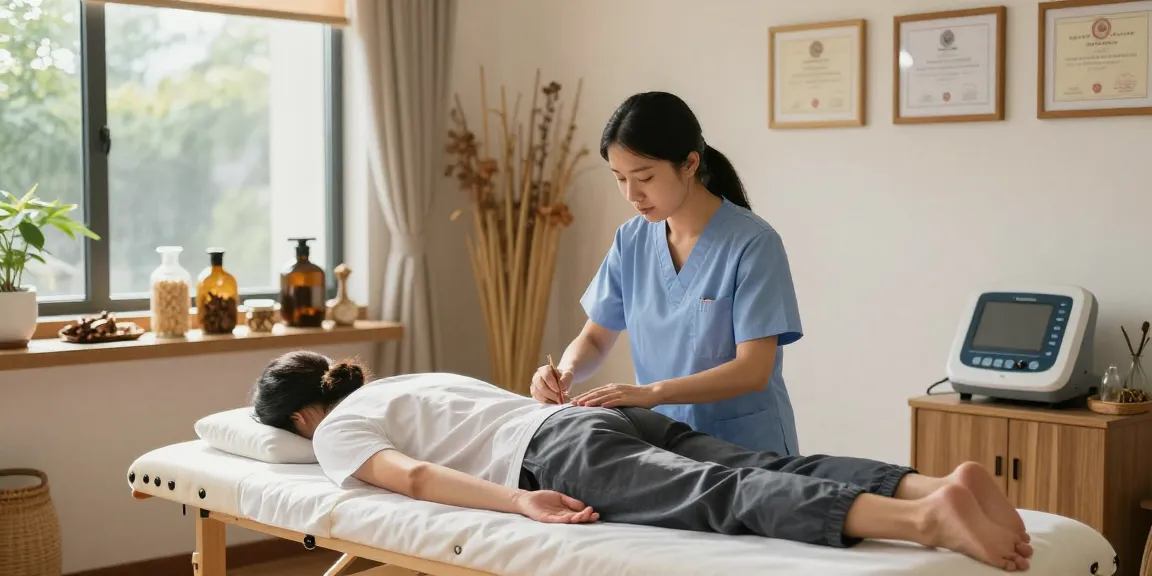 수원교통사고한의원 treatment scene showcasing acupuncture and holistic healing.