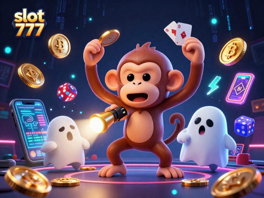 Engage with slot 777 in a dynamic haunted casino scene filled with treasures and excitement.
