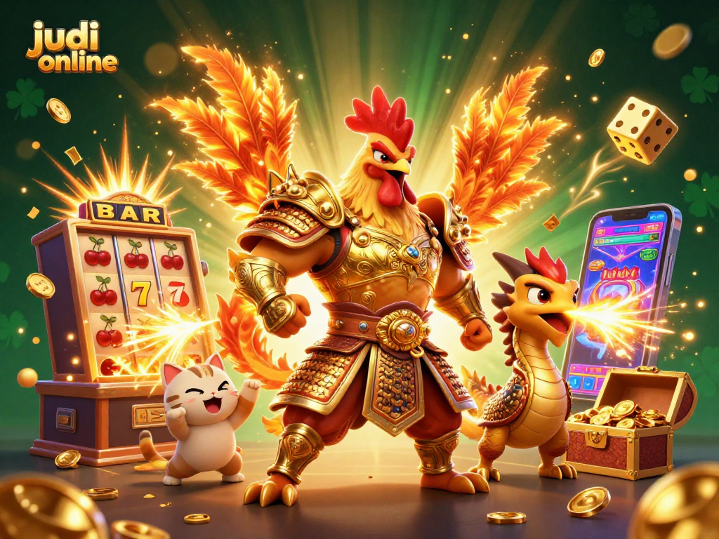 Experience thrilling judi online with vibrant 3D casino characters amid jackpot excitement.