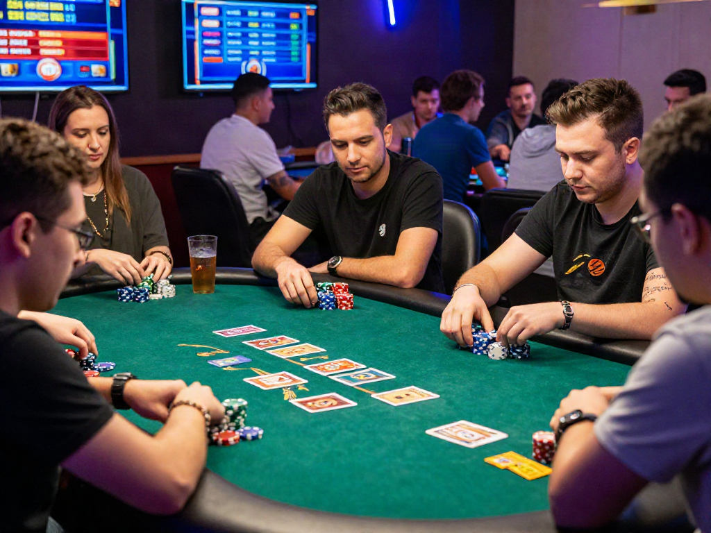 Engaging poker scene illustrating the thrill of rokok88 gaming.