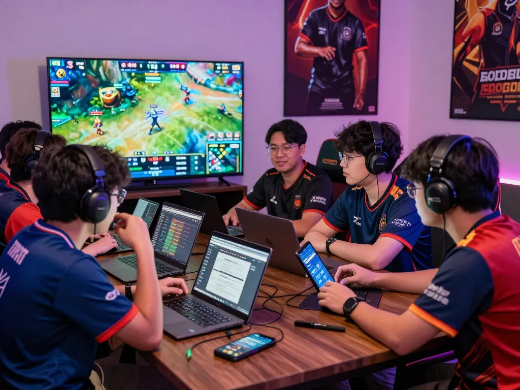 Exciting esports betting Singapore scene with young adults engaging in live match wagering.