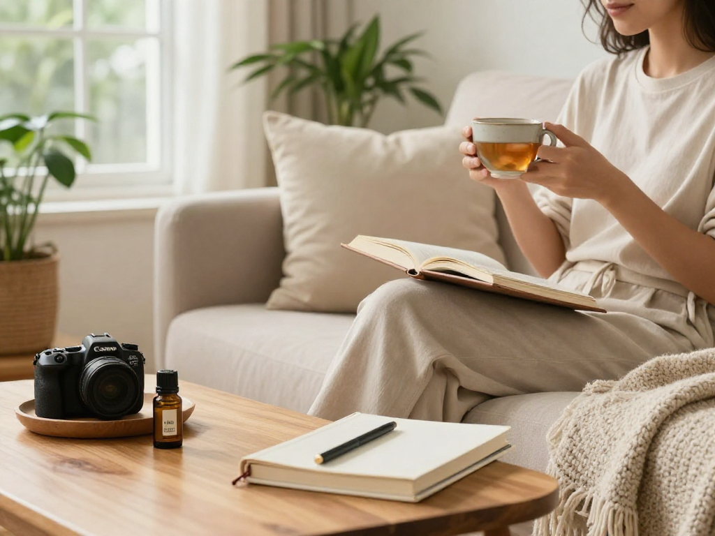 Order weed online through premium CBD oil tinctures and wellness products in a serene living room.