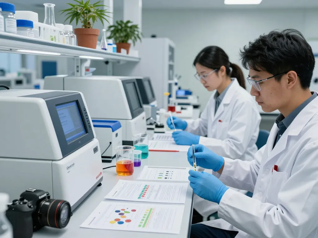 WeeDutch scientists analyzing cannabinoid extracts in a modern lab.