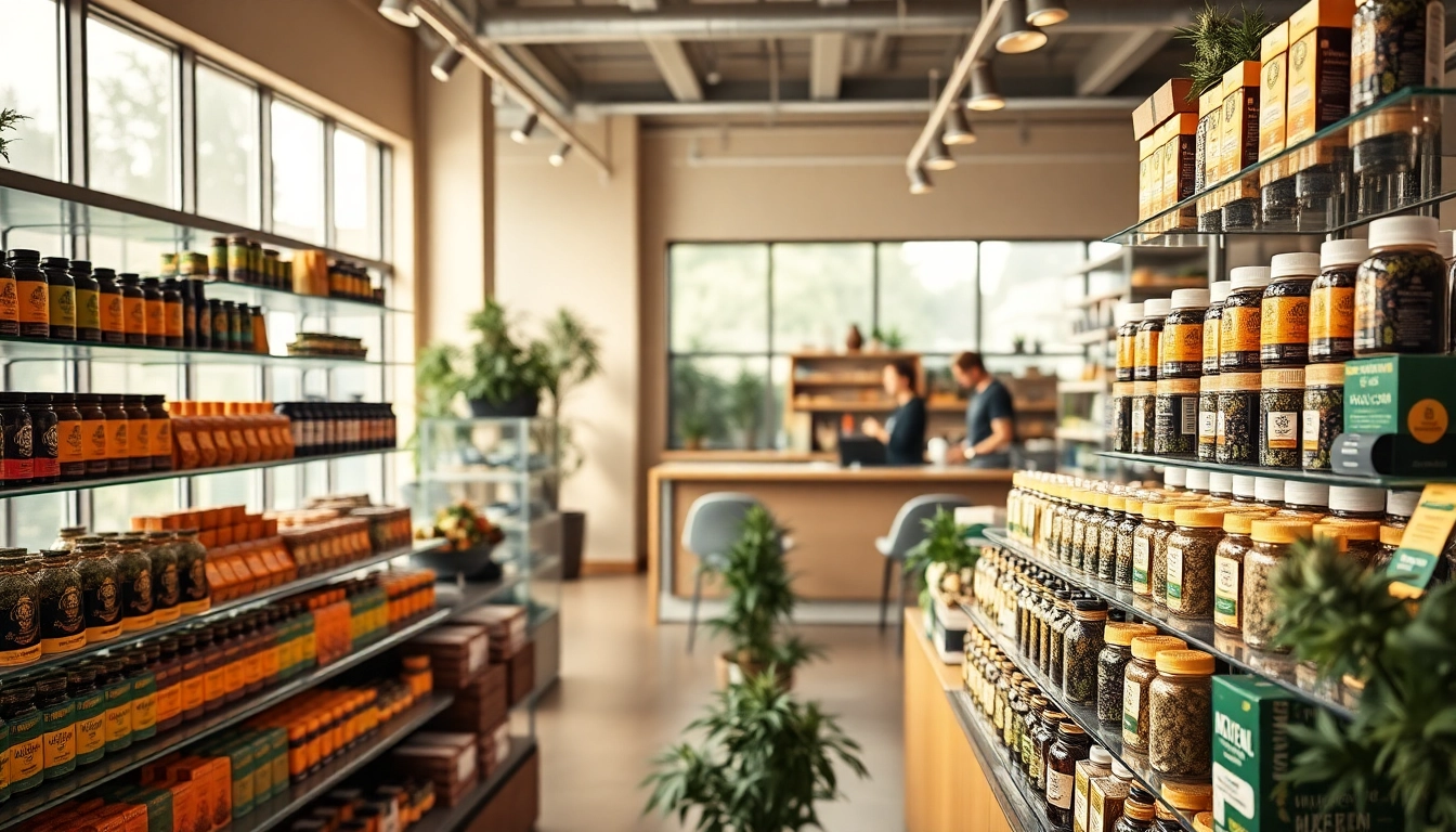 Engaging scene showcasing sites to buy weed in a professional cannabis dispensary setting.