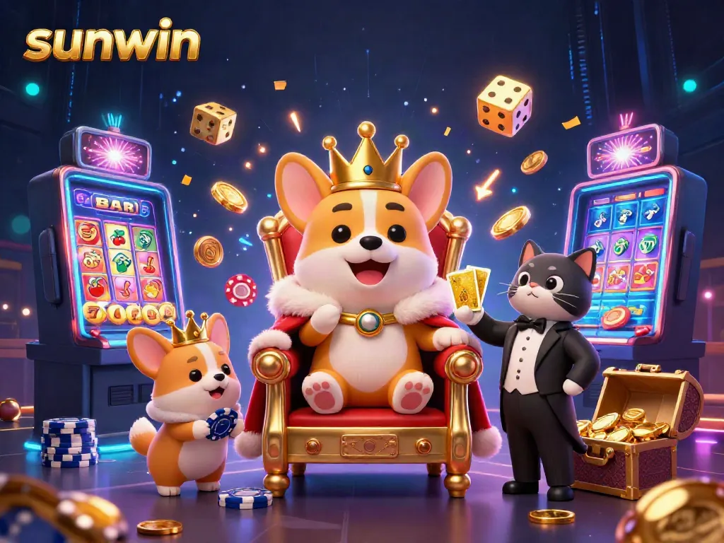 Sunwin's royal corgi gaming scene showcases vibrant online casino elements and excitement.