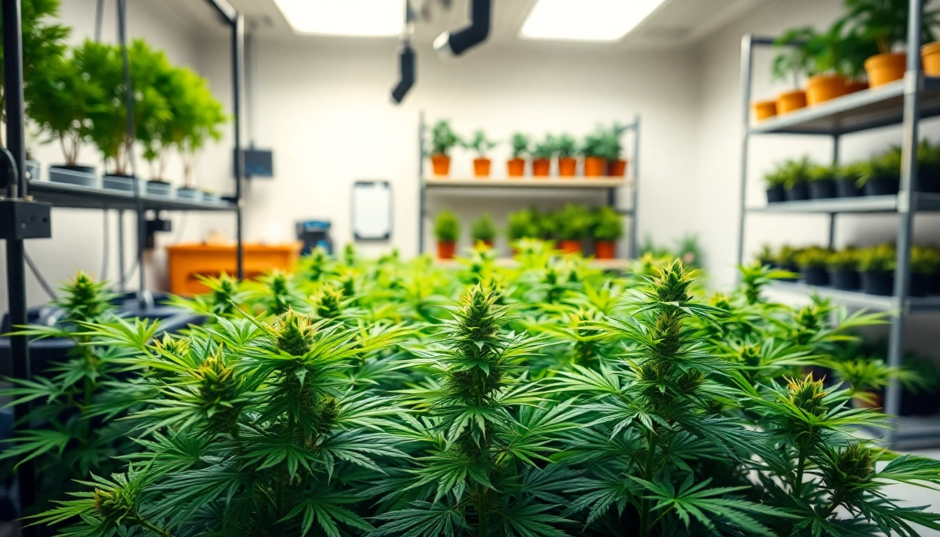 Cannabis legal espagne cultivation setup showing thriving cannabis plants in a professional environment.