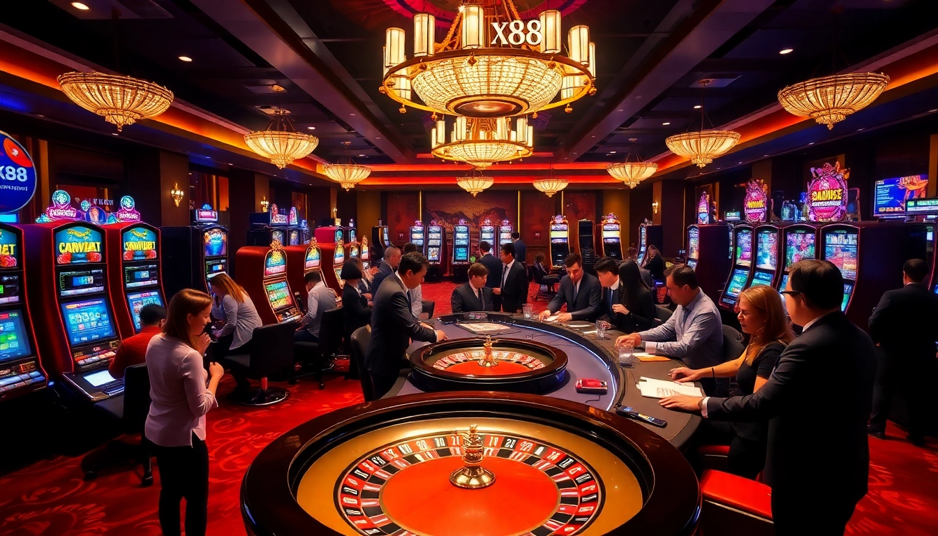 Players enjoying roulette excitement at https://xx88.today/ casino, showcasing luxury and thrill.