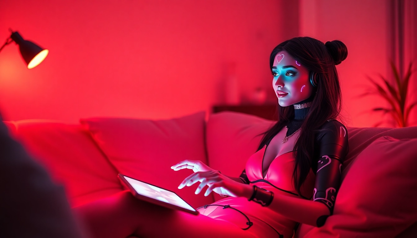 Engaging ai chat sex conversation with friendly digital avatar in a cozy setting.