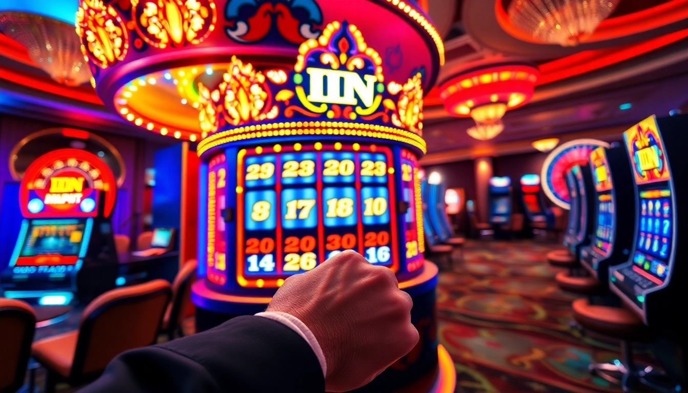 Experience the excitement of spinning the IDN slot machines in a luxurious casino.