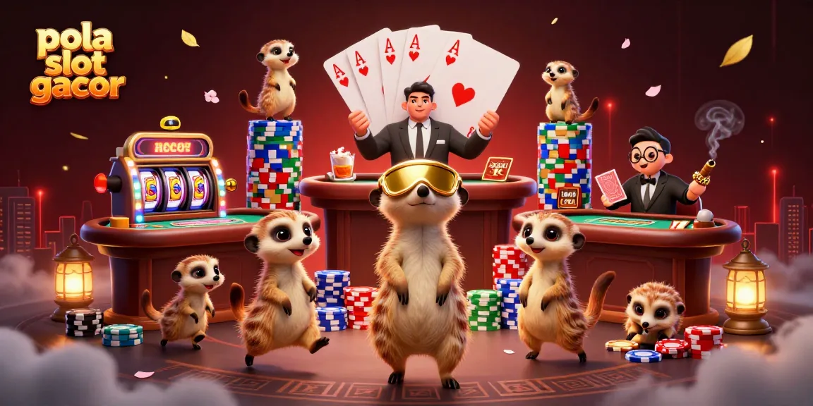 Engage in pola slot gacor gaming with a lively meerkat casino scene featuring thrilling action and vibrant elements.