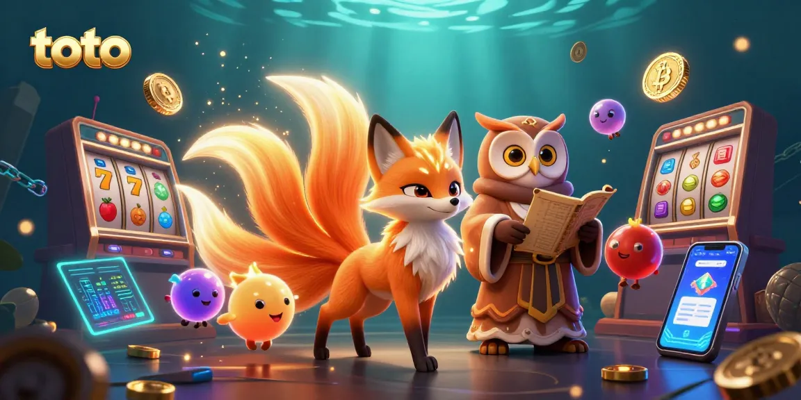 Engage in thrilling slot games with toto featuring a colorful nine-tailed fox amidst glowing elements.